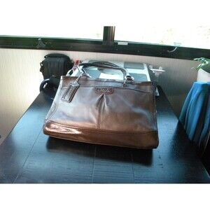 Coach Park Leather Carryall Purse Shoulder Bag Satchel F19728 Brown.